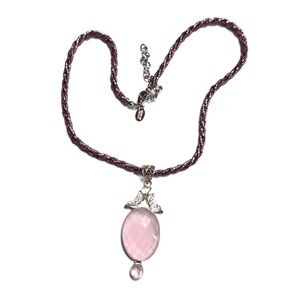 NOLAN MILLER Necklace Earrings Set Rose Quartz Sterling Silver EXC CONDITION